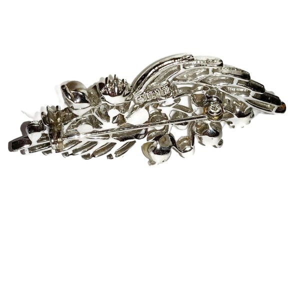 Signed Lisner  Silver Aurora Borealis Rhinestone Brooch 1950's Hollywood Glamour - Picture 8 of 8